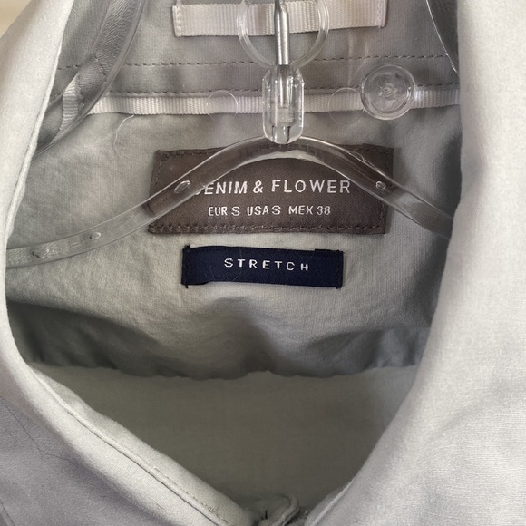 DENIM & FLOWER stretch shorts Herve dress shirt button-front S grey gray - Picture 2 of 3